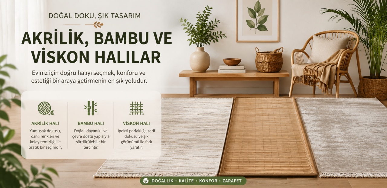 İplik Türlerine Göre Halı Rehberi: Akrilik, Bambu ve Viskon