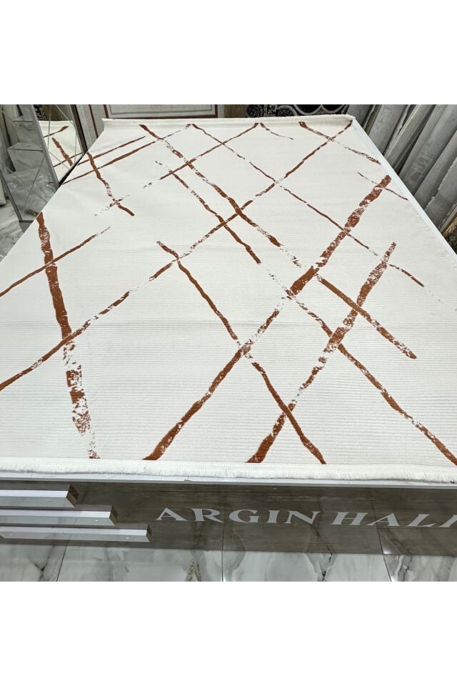 Kiremit Beyaz Halı %100 Bambu Ömürlük Kalite ARGIN HALI