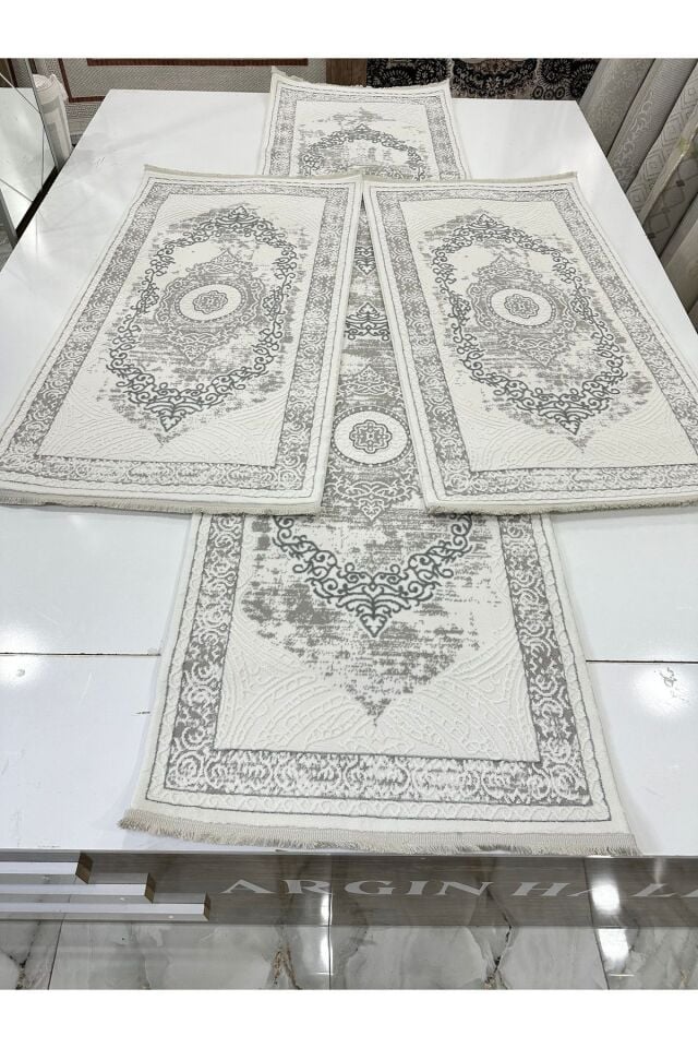 Gri Yatak Odası Takım Halısı 3'lü